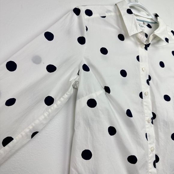 BODEN Classic Button down rounded hem Polka Dot Long Sleeve 6P - Picture 5 of 8